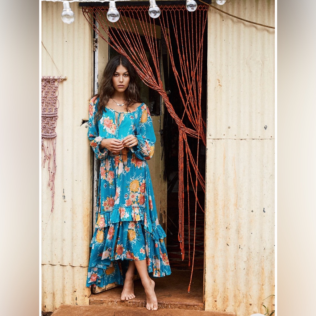 Spell Vintage Jagger Maxi Dress- Teal Medium 2016 Festival Collection